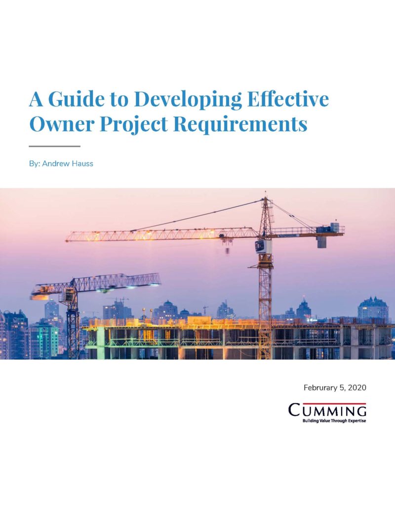 Cover page of effective owner project requirements whitepaper